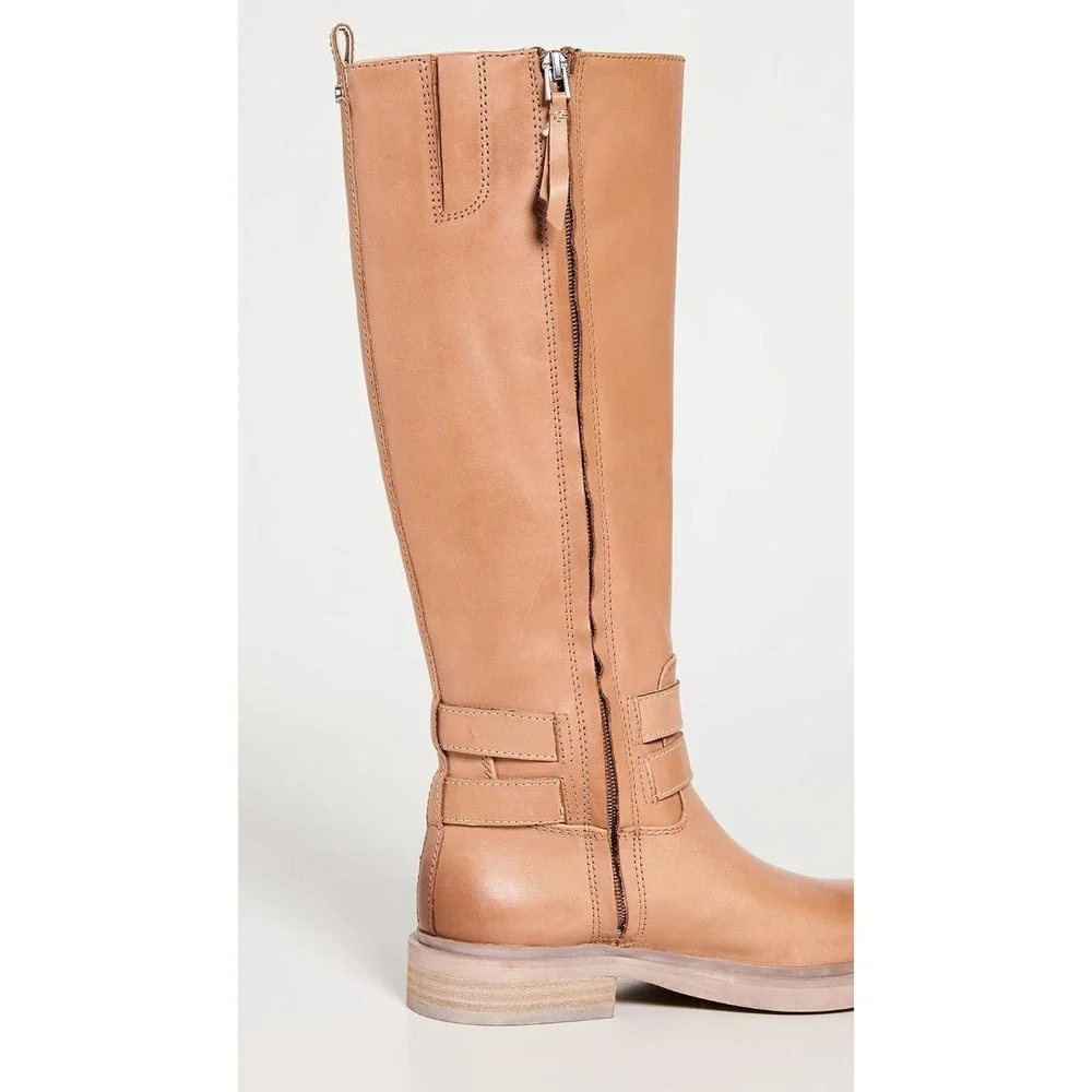 Sam Edelman Women's Freda Cashew Knee High Riding Leather Boots Zipper 8.5-9.0 M